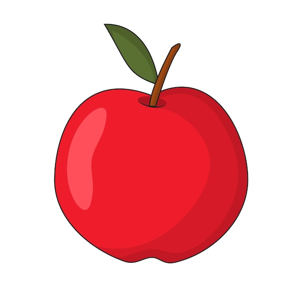 Red juicy apple in flat style vector image