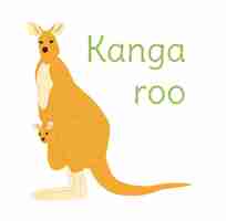 Vector the red kangaroo is standing australian bird in a simple style flat vector illustrationbackground