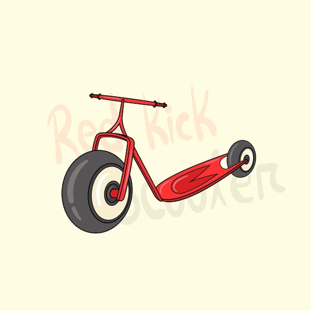 Vector red kick scooter vector illustration