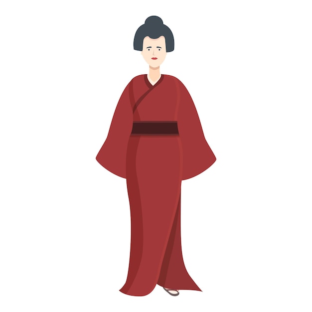 Vettore icona kimono rosso vettore cartoon persona asiatica ragazza nuziale