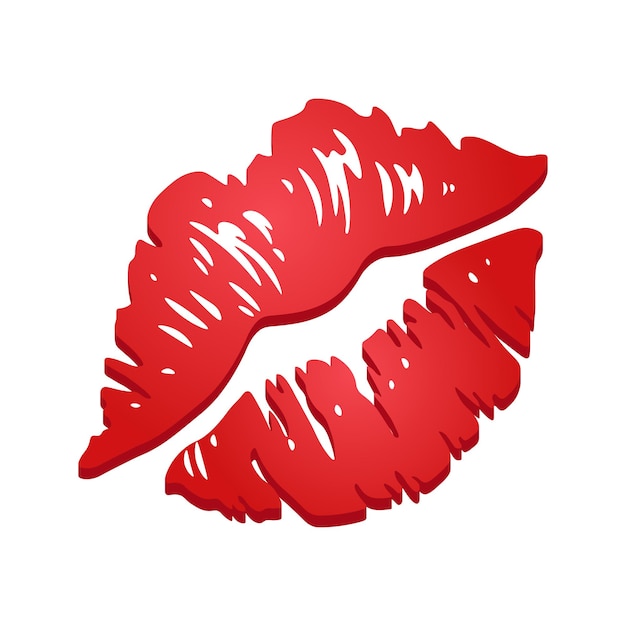 Vector red kiss mark or lips mark large size icon for emoji smile