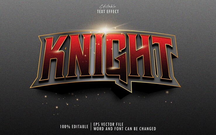 Vector red knight 3d editable text effect