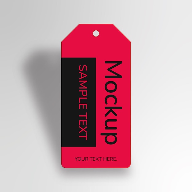 Red label tag mockup on white background