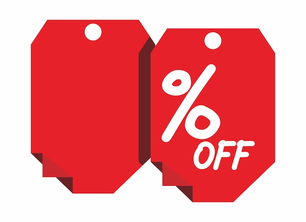 Red Label Tag Vector For Discount Sale Design