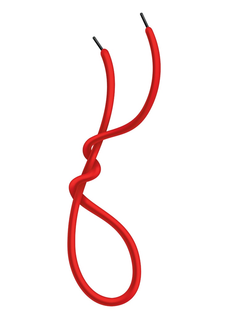 Vector red lace shoes scheme of tying shoelaces icon with tied shoelace isolated on white background lace option how to lace up shoes
