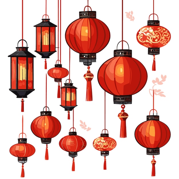 Red Lanterns flat design vector detailed cartoon