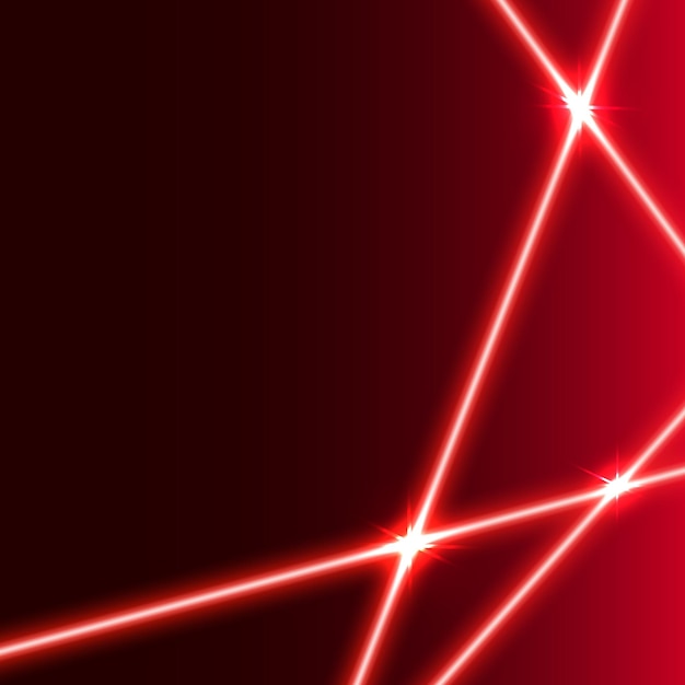 Vector red  laser beam with light  flares.