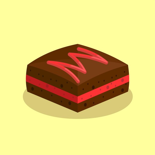 Red Layered Brownie Isometric Vector