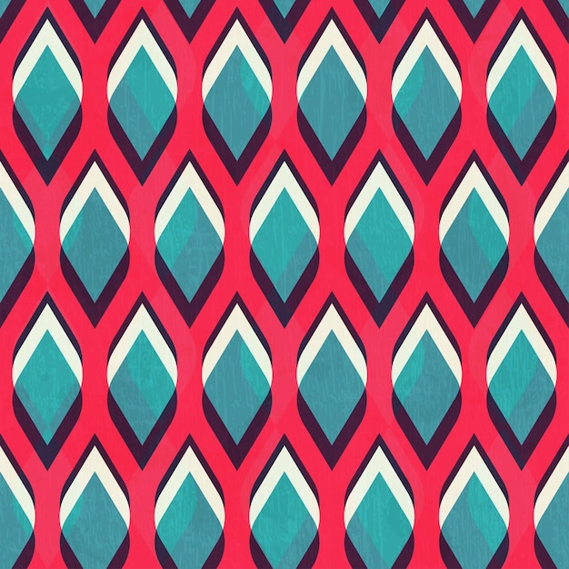 Red leafs geometric seamless pattern
