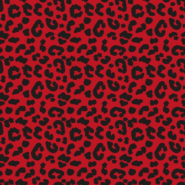 Red leopard seamless pattern. animal print. vector background.