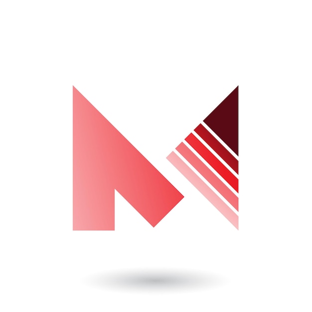 斜め縞模様の三角形のベクトル図と赤文字 M