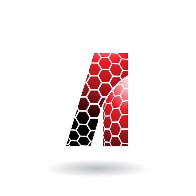 Red Letter A with Honeycomb Pattern Vector Illustration