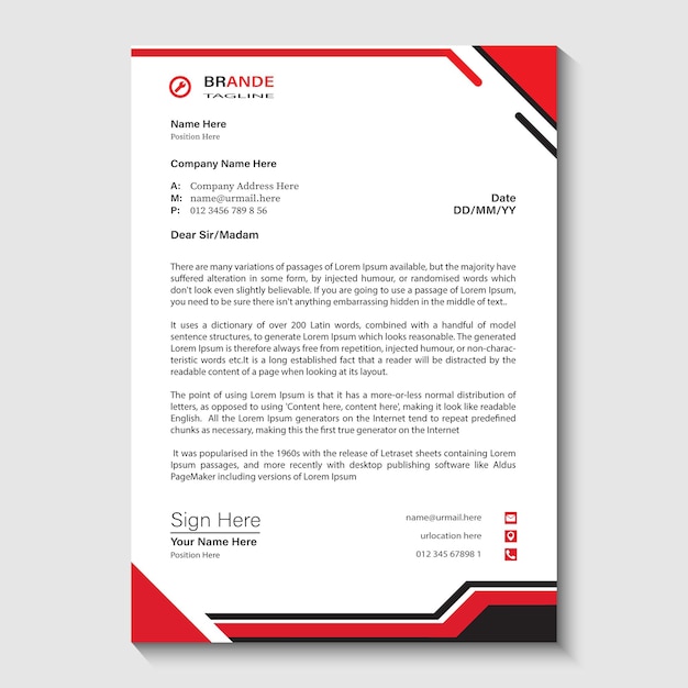 red letterhead design