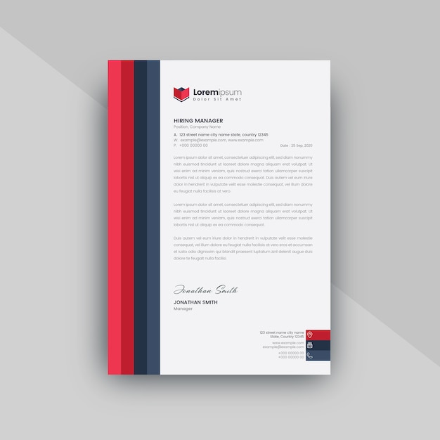 Red letterhead for office