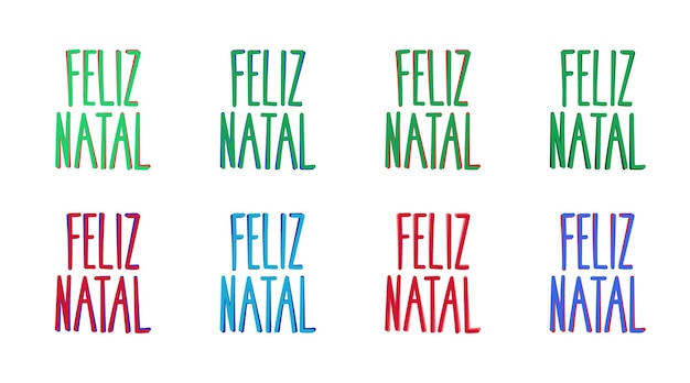 Red lettering Merry Christmas in Brazilian Portuguese with green details Translation Merry Christmas