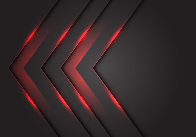 Red light 3d arrow direction, dark grey blank space background.