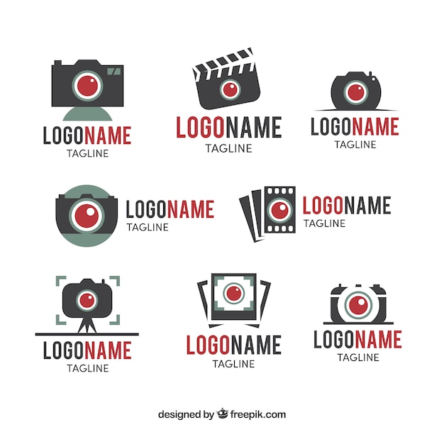 Collezione logo della fotocamera a luce rossa