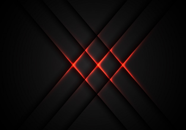 Vector red light cross pattern on grey technology background.