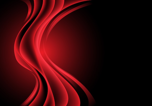 Red light curve wave on black luxury background.