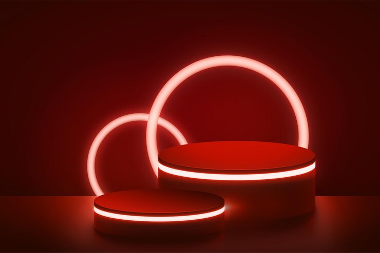 Vector a red light that says heart on the bottom red podium design product stand illustration red light