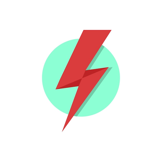 Вектор Икона красной молнии, похожая на вспышку, логотип концепции решения освещения визуальный знак вспышка молнии изолирована на белом фоне плоский стиль тенденция современный дизайн логотипа векторная иллюстрация