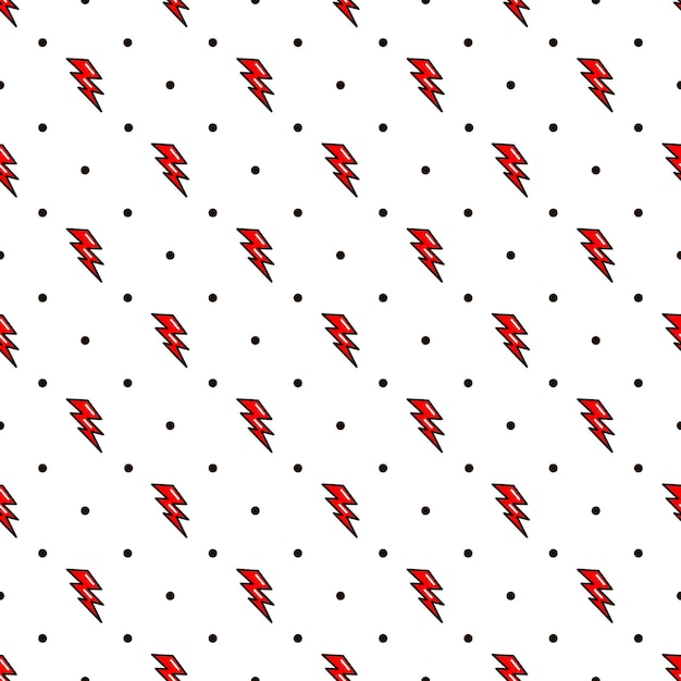 Red Lightning seamless pattern old school style