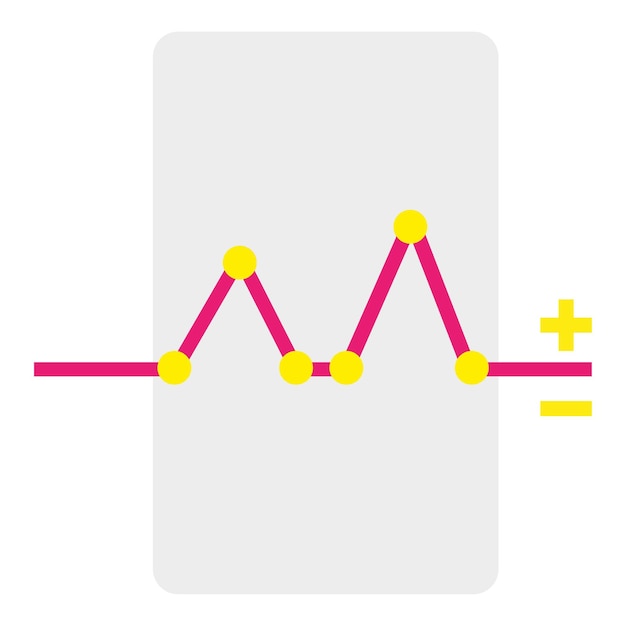 The red line of the graph is plus or minus. Vector illustration. EPS 10.