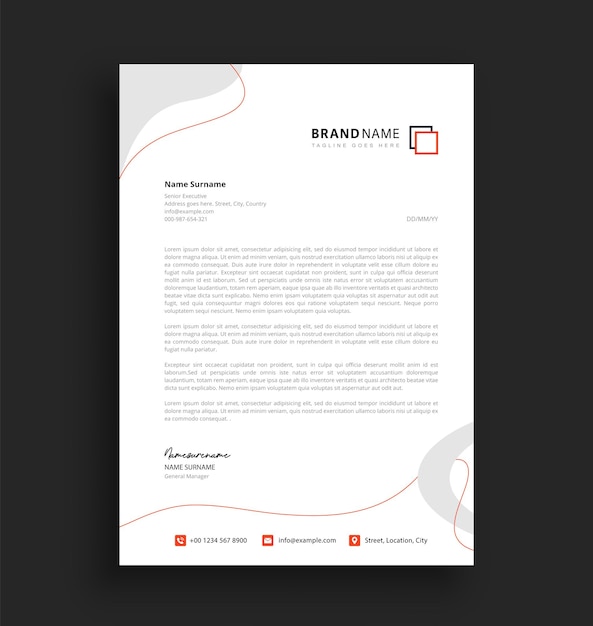 Vector red line letterhead design template