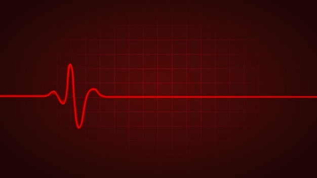 Vector red line show heart rate while dead on chart of monitor
