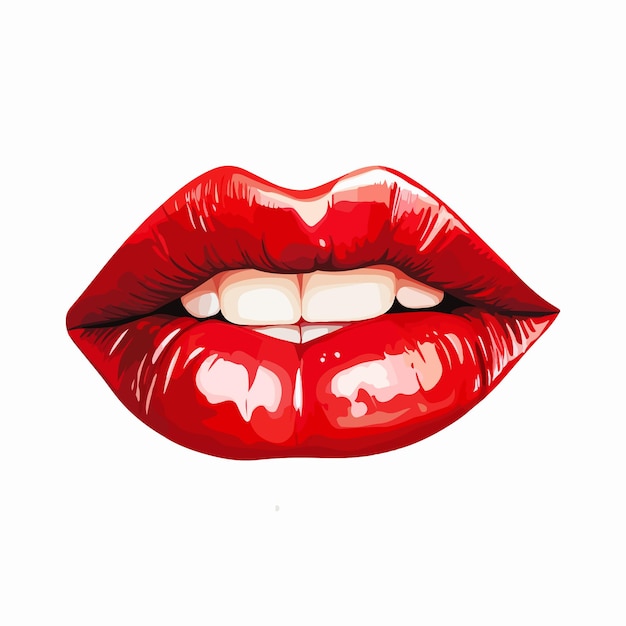 Vector red lip isolated on white background