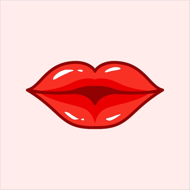 Red lips cartoon vector illustration