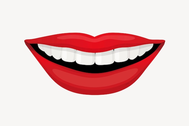 Red lips collage element cute cartoon illustration vector