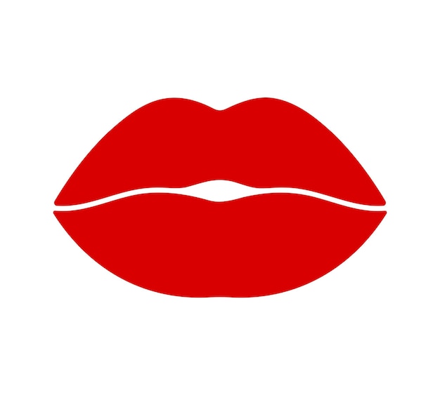 Red lips flat icon kiss symbol simple design element