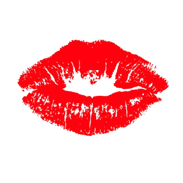 Red lips kiss lips vector lips close up white background Vector illustration