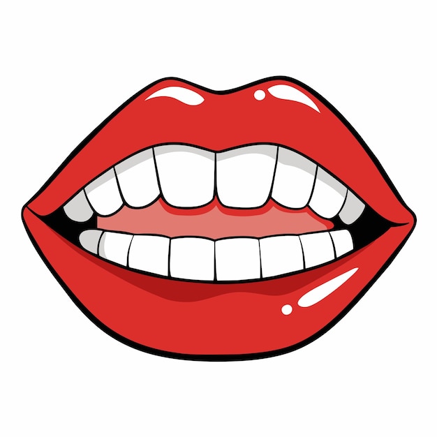 Vector a red lips picture with white teeth and red lips