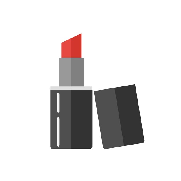 Red lipstick. Flat design.