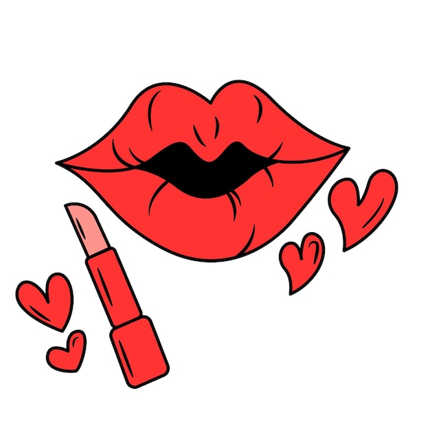 Vector red lipstick in flat style