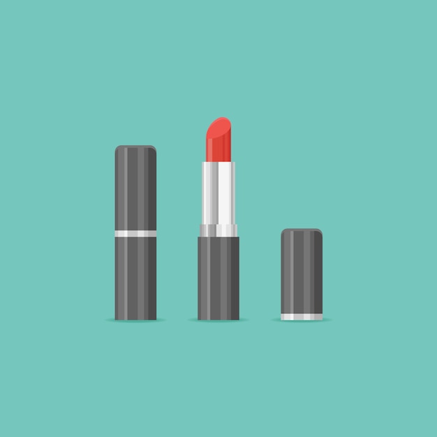 Red lipstick illustration. Closed and open.