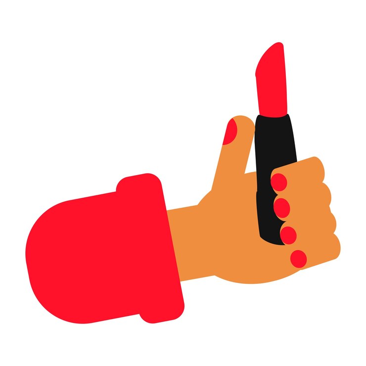 Vector red lipstick production of cosmetics and makeup