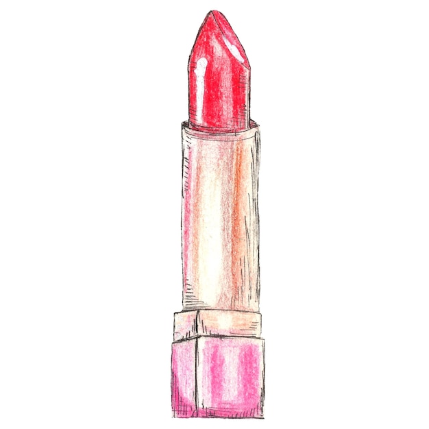 Vettore acquerello rossetto rosso. illustrazione di moda vettoriale.