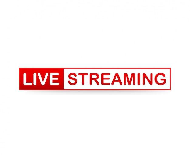 Red live streaming icon on white background.