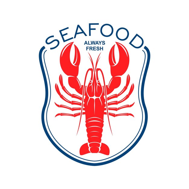 Vector red lobster icon for seafood restaurant design