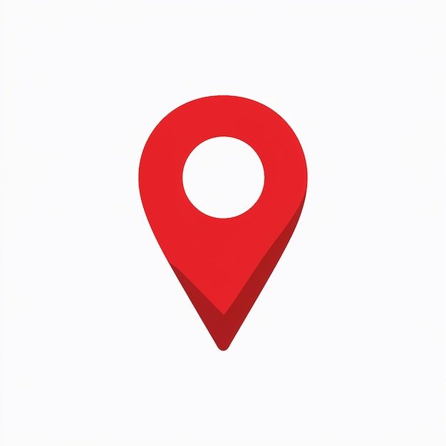 Vector red location pin icon for maps and navigation applications triangular design with circular center hole