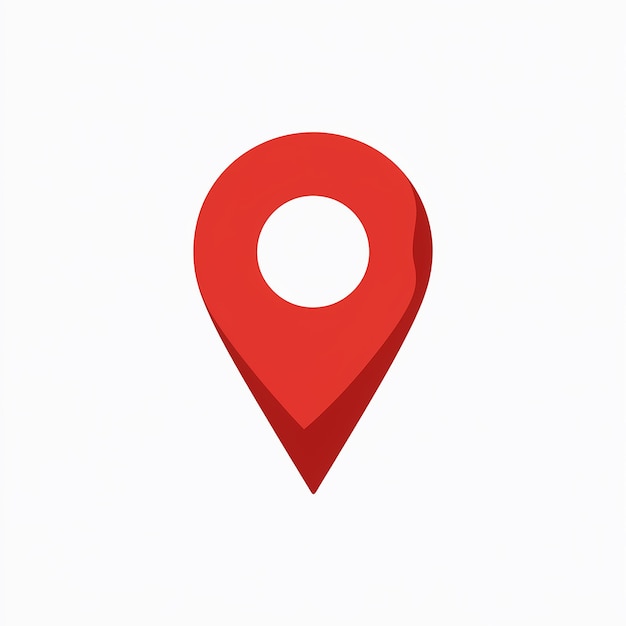 Vector red location pin icon for maps and navigation applications triangular design with circular center hole