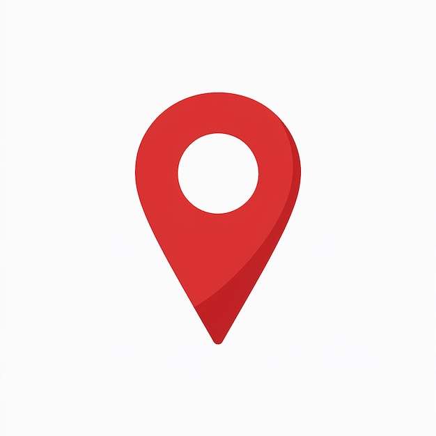Vector red location pin icon for maps and navigation applications triangular design with circular center hole