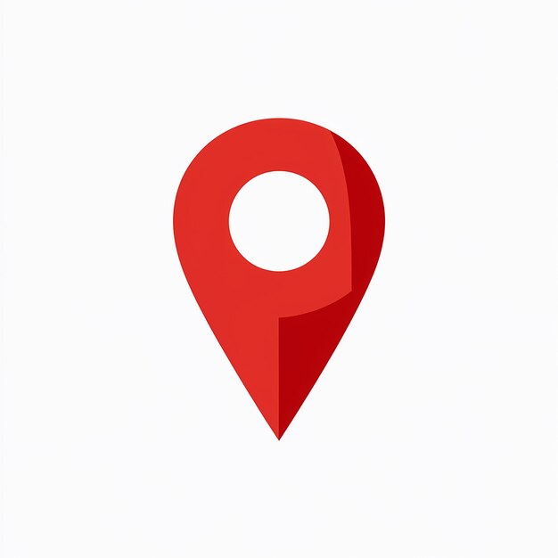 Vector red location pin icon for maps and navigation applications triangular design with circular center hole