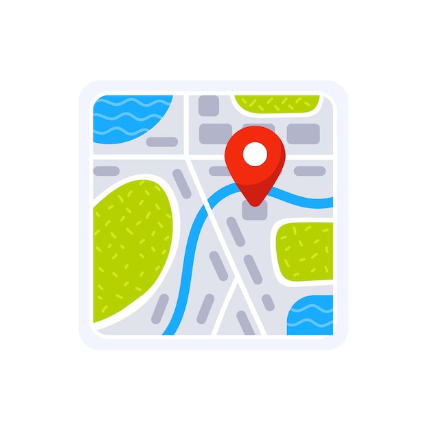 red location pin marking destination on city map navigation app