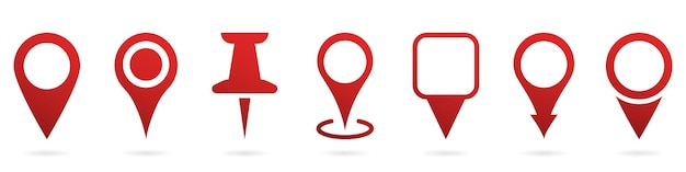 Вектор Красные булавки местоположения устанавливают значок маркера силуэта на карте.