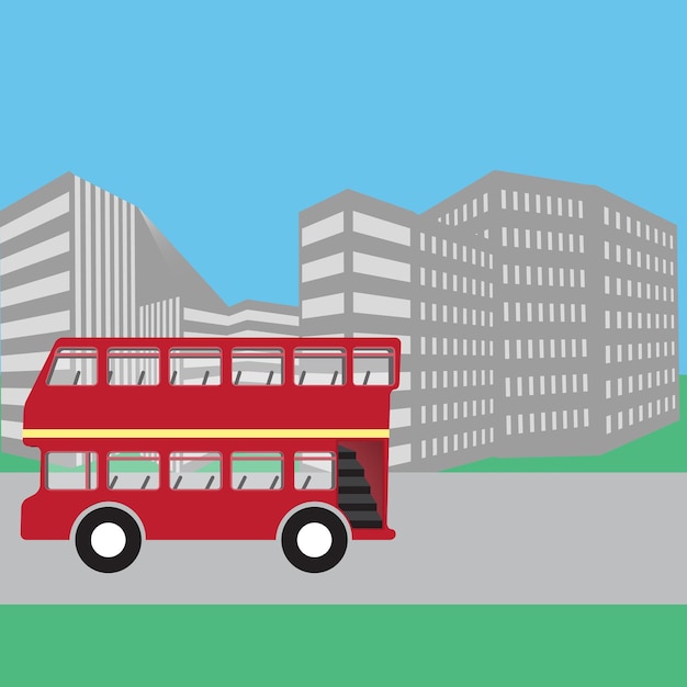 빨간 런던 2층 버스, 측면도, 평면 디자인.