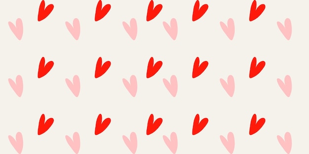 赤い愛のハートのシームレスなパターン イラスト かわいいピンクのハートの背景の印刷